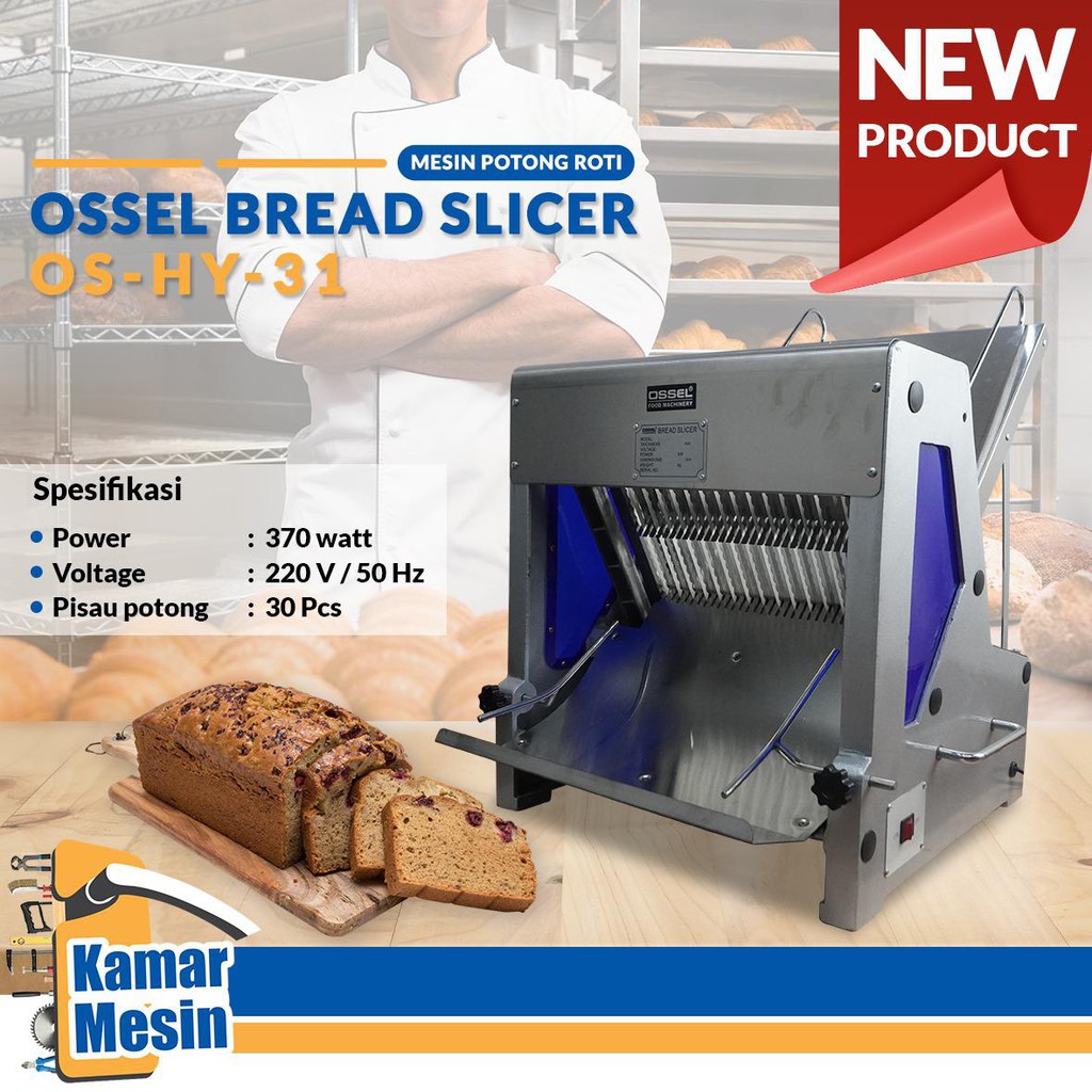 OSSEL Bread Slicer Mesin Iris Roti Tawar Mesin Pemotong Roti Tawar