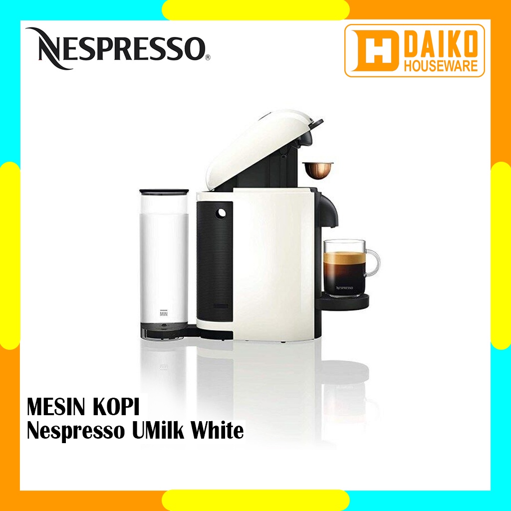 Mesin Kopi Nespresso UMilk White Coffee Machine With Aeroccino 3 Black Original Nespresso