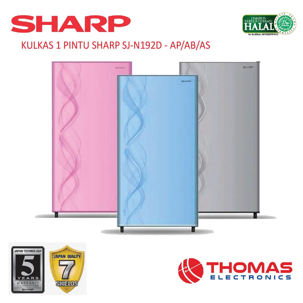 Kulkas 1 Pintu Sharp SJ N 192 D AP AB AS kulkas kapasitas 184 Liter SJ-N 192 D - AP/AB/AS Garansi Re