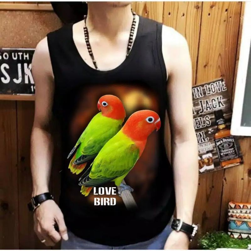 Kaos burung singlet pria gambar lovebird