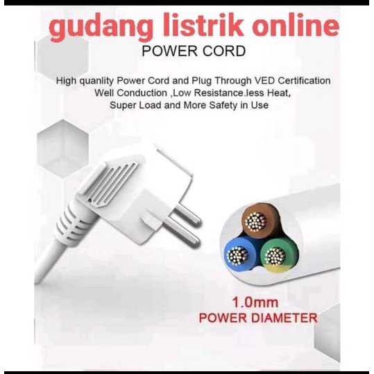 STOP KONTAK + KABEL 2/3/4/5 LUBANG 1.5/3/5 METER SNI