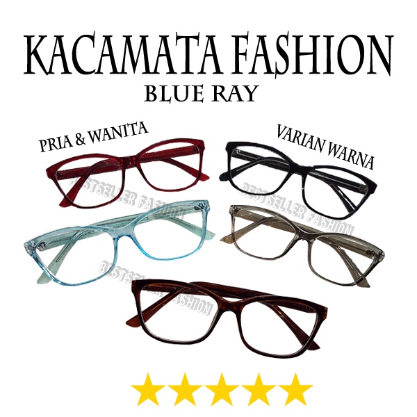 Kacamata Anti Radiasi HP Komputer Anti Sinar Biru Blue Ray  Frame Kacamata Anti Radiasi Wanita dan Pria Korean - Kacamata Stylish Lucu Oval No Case