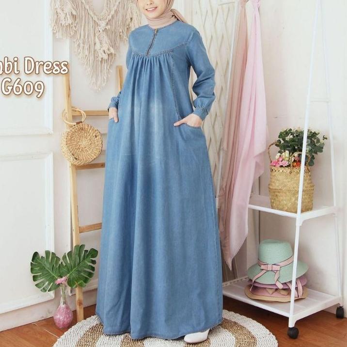 지 Ambi Gamis Dress Jeans Gamis Levis Jumbo Dress Levis Gamis Jeans Busui Pakaian Wanita  Model Baru