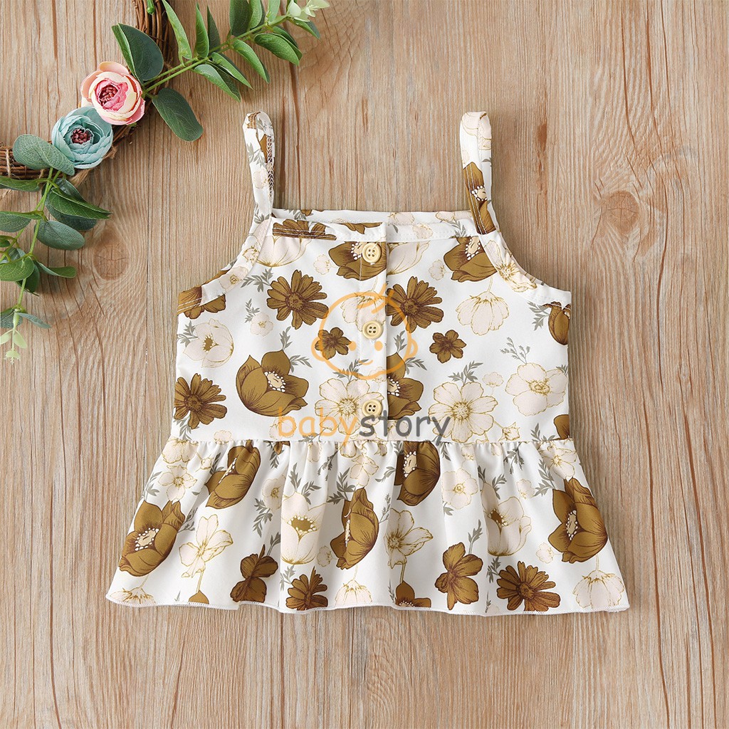 Setelan bayi perempuan import motif bunga cute