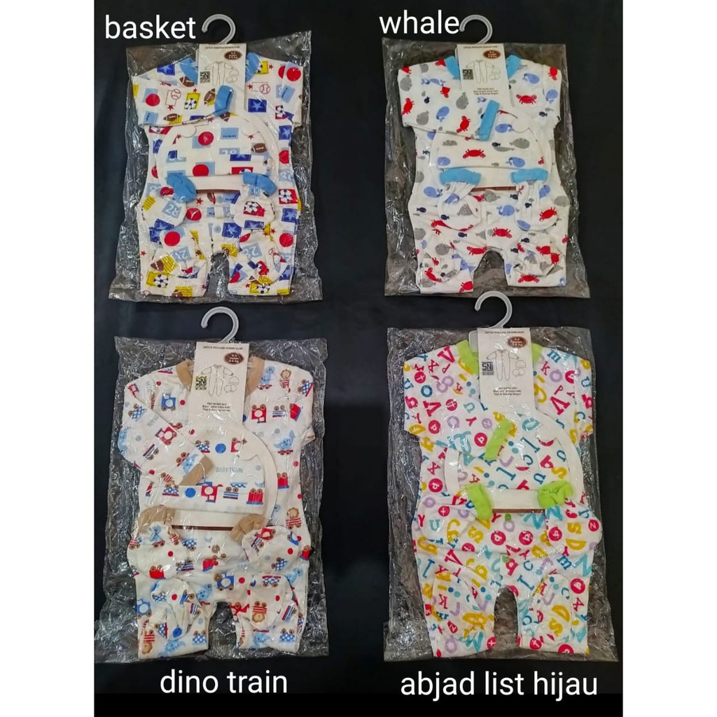MOTIF BARU YAA  TERMURAH 3 in 1 HOKIKU Set sleepsuit topi sarung tangan SNI