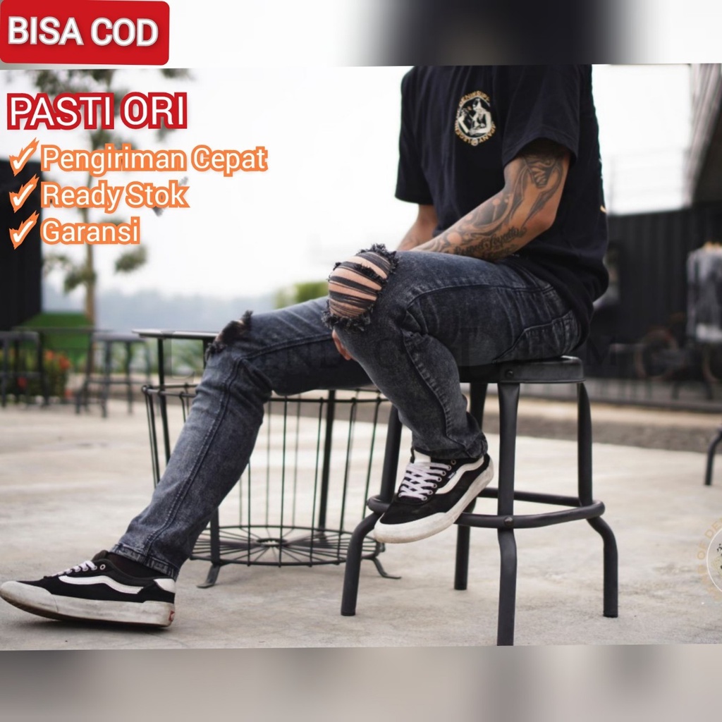 Celana jeans Pria Softjeans Ripped Legend Of Denim Celana jeans sobek sofjeans Black Snow LJ4004