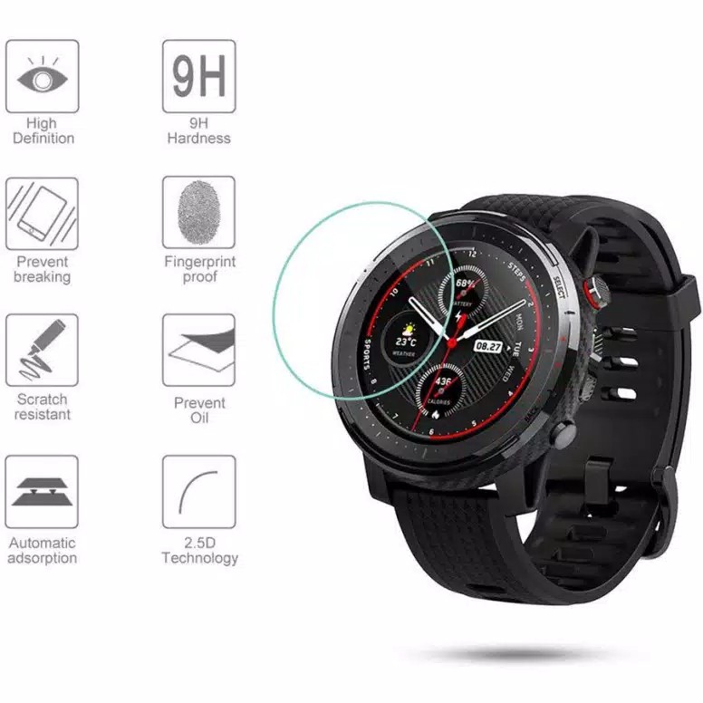 Tempered glass AMAZFIT STRATOS 3 anti gores screen guard kaca