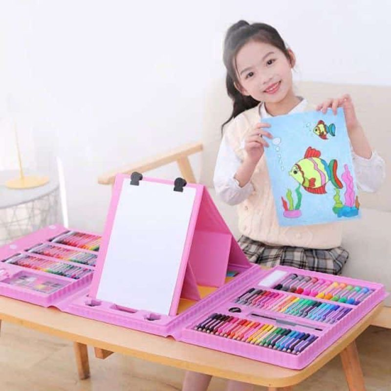 Super mega art set 208 pensil warna crayon set 208pcs / art painting set crayon menggambar mewarnai