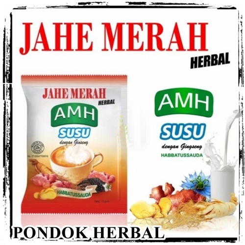 

Jahe Merah Mix Susu AMH Amanah 1 renceng 10 sachet Kemasan Baru