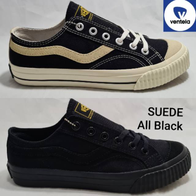 Sepatu Ventela Public SUEDE - Black Natural & All Black | Shopee Indonesia