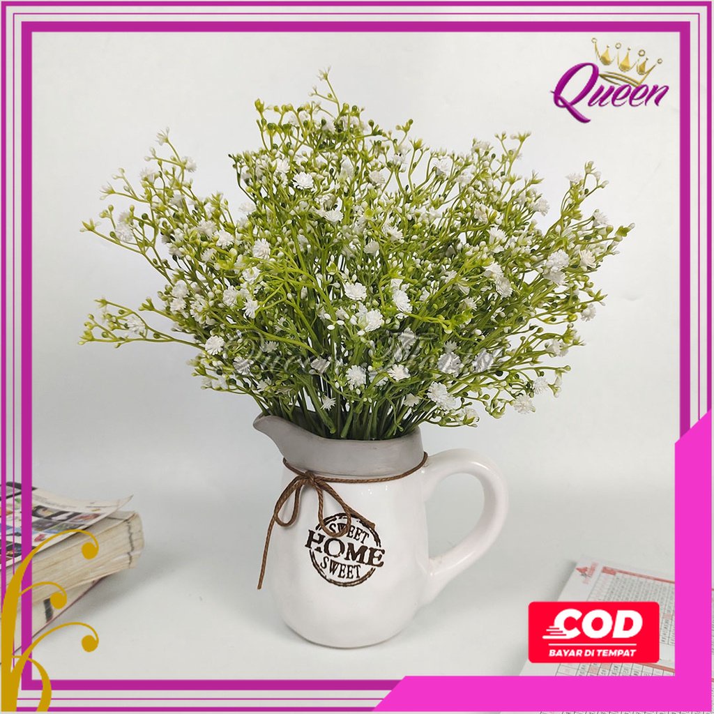 Bunga Baby Breath cabang 5 artificial /Nanas Menik hiasan pikkok gypso termurah dekorasi Plastik imitasi buatan import homedecor gypsophila