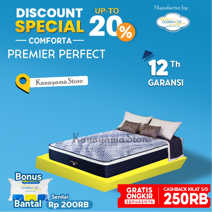Comforta Spring bed Premier Perfect Kasur 160 180 200 100 120 90 x 200 - 90X200