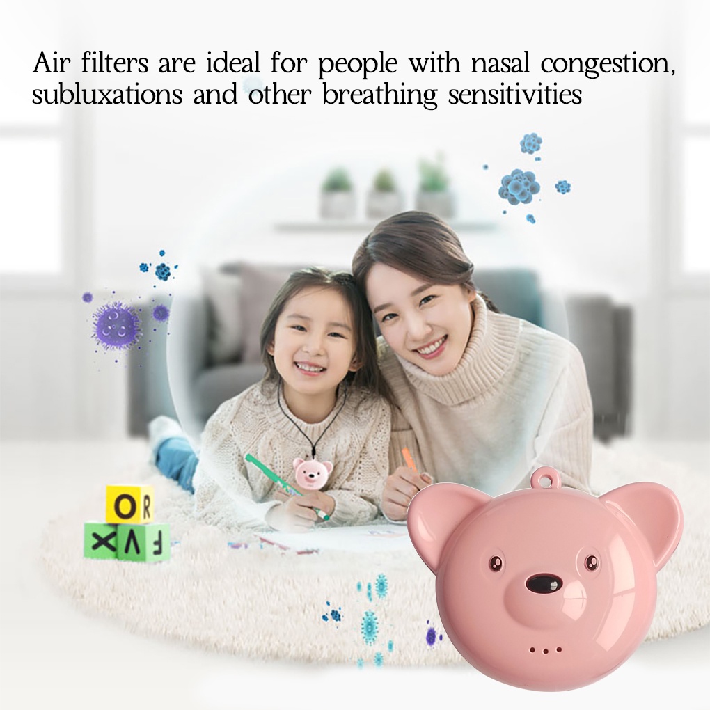 Air Purifier Wearable Necklace Mini Portable USB Air Cleaner Double Negative Ionizer huiteni.id