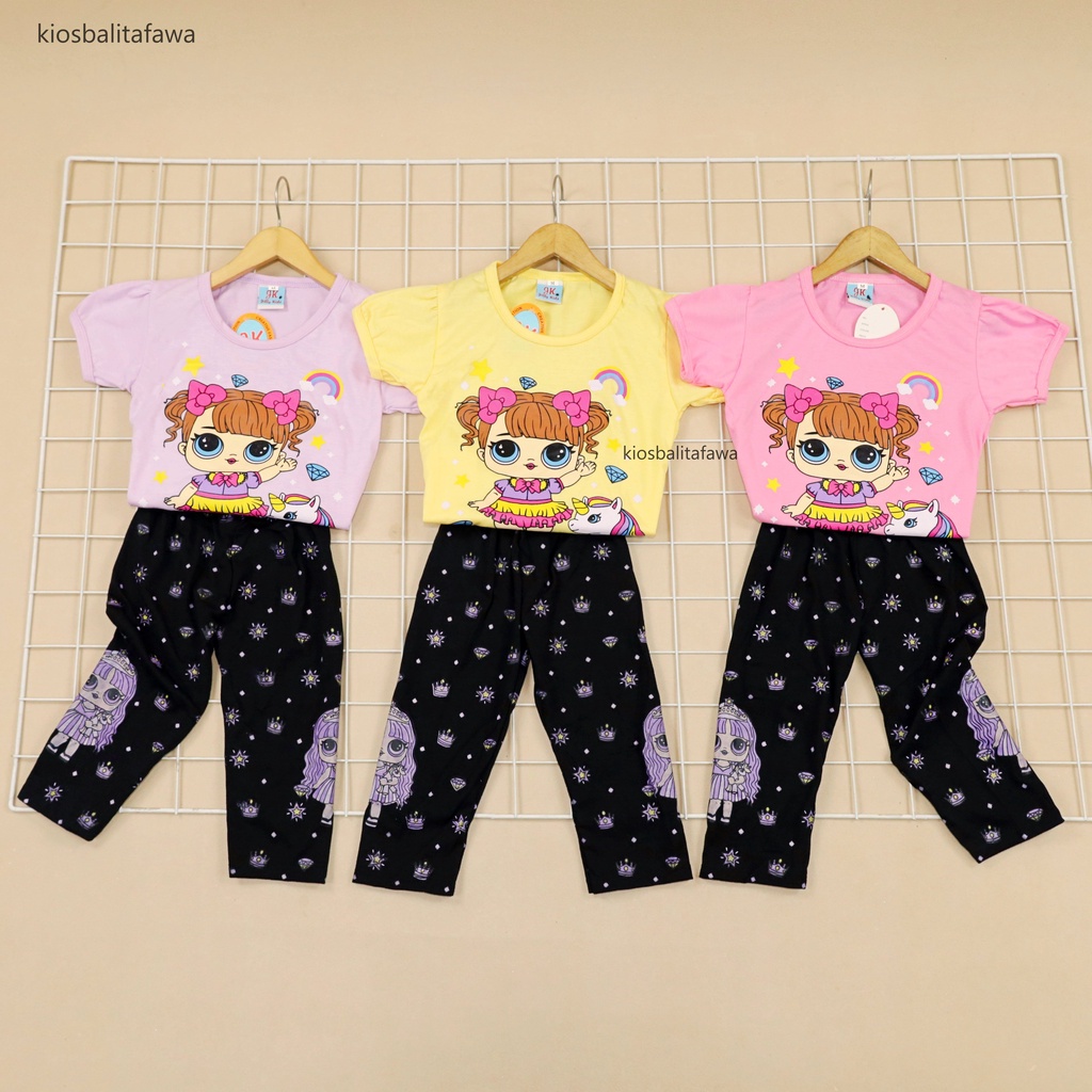 Setelan DOLL uk 2-6 Tahun / Baju Anak Karakter Legging Perempuan Celana Disney Import