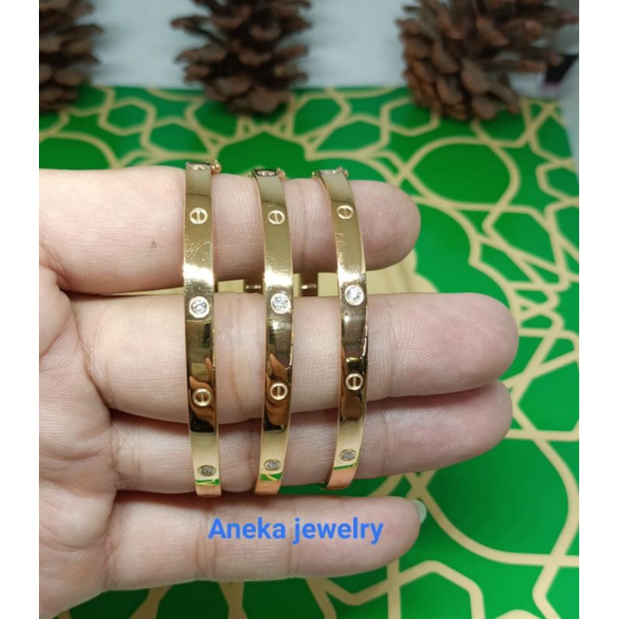 Gelang pipa cor mata2, Perak 925, Sepuh Emas Rosegold