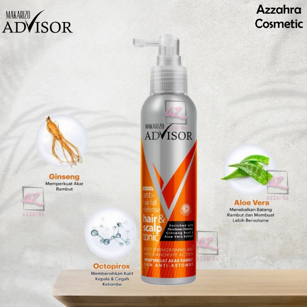 MAKARIZO Advisor Hair &amp; Scalp Tonic 65ml 150ml 240ml | Perawatan Rambut Rontok dan Ketombe