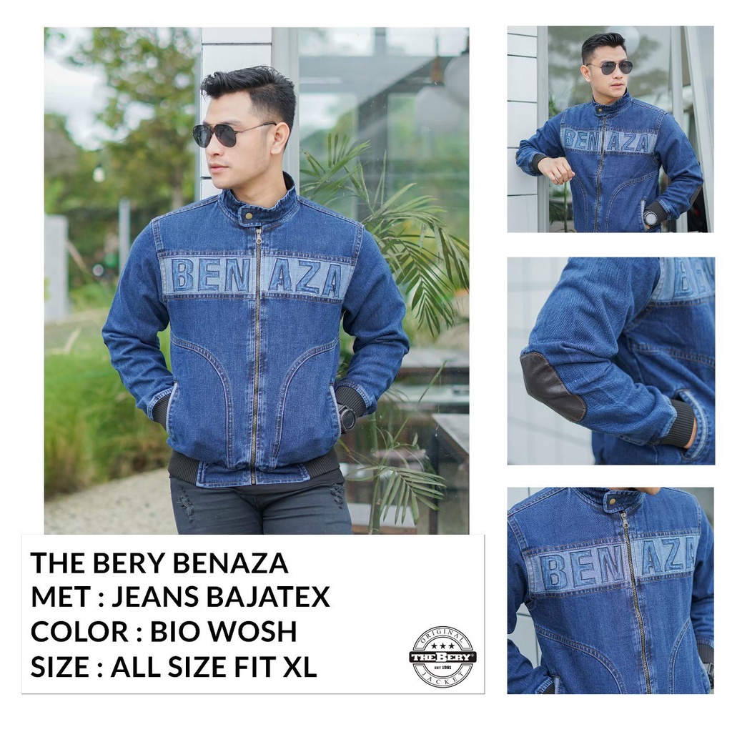 Jaket jeans BENAZA / Jaket Jeans Pria Terpopuler / JAKET Jeans Kulit di dada / jaket Jeans pria terl