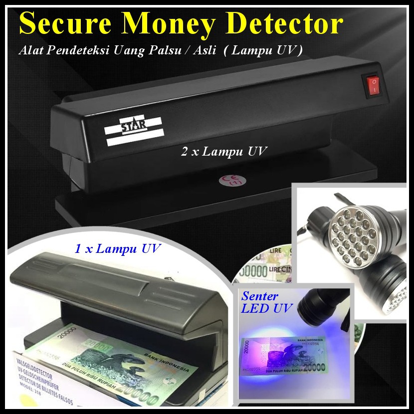 Alat Pendeteksi Uang Kertas Asli atau Palsu - Money Detector TK2028 318 SENTER LED LAMPU ULTRAVIOLET