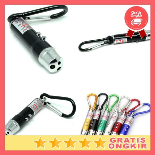 Gantungan Kunci Key Laser 3 in 1 Red Leser Pointer Flashlight UV - Laser Merah Pointer Presentasi Me