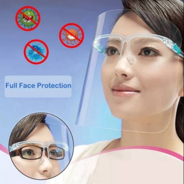 Face Shield plus Kacamata Akrilik Transparan Dewasa Protector Mask - Kacamata Pelindung Anti Virus