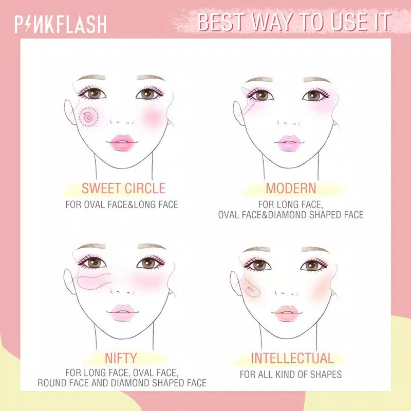 PINKFLASH Blush On Powder Makeup 9 Warna Alami Lembut Celebshine