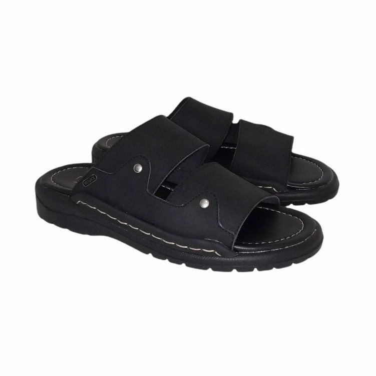 sandal slop kulit hitam ORIGINAL sandal pria terbaru kulit asli model bata sendal casual gaya kokop selop bapak bapak