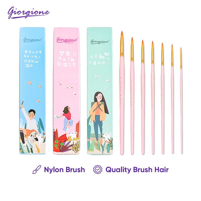 

Giorgione Kuas Lukis Watercolor Pen Paint Brush Pena Cat Air 7 Pcs Nylon Hair G-R700
