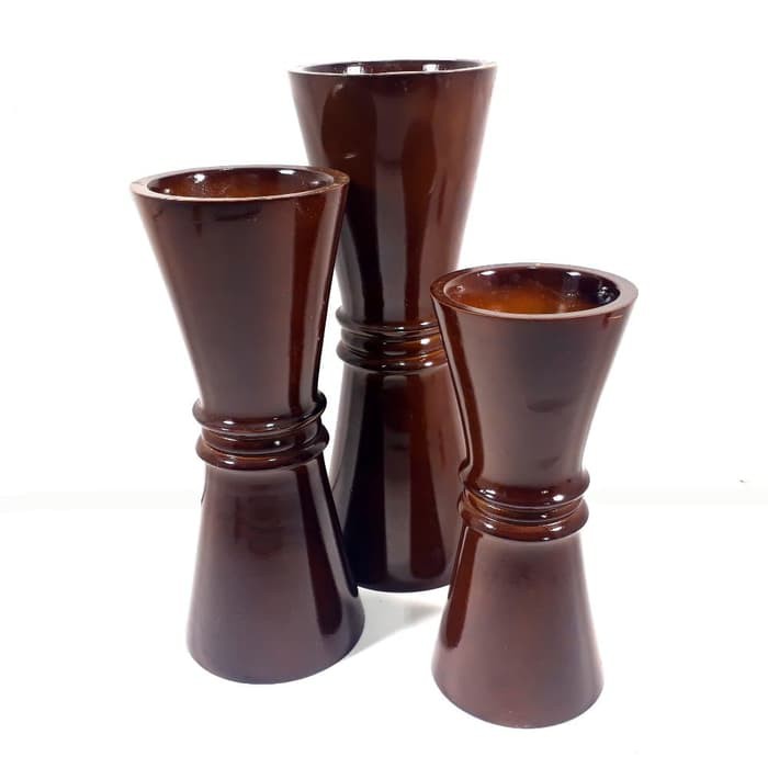 Vas Bunga Model Pita Kerajinan Kayu Jati Asli