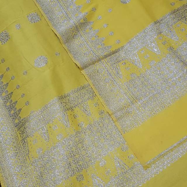Songket palembang asli sutra ori cantik manis kuning medium