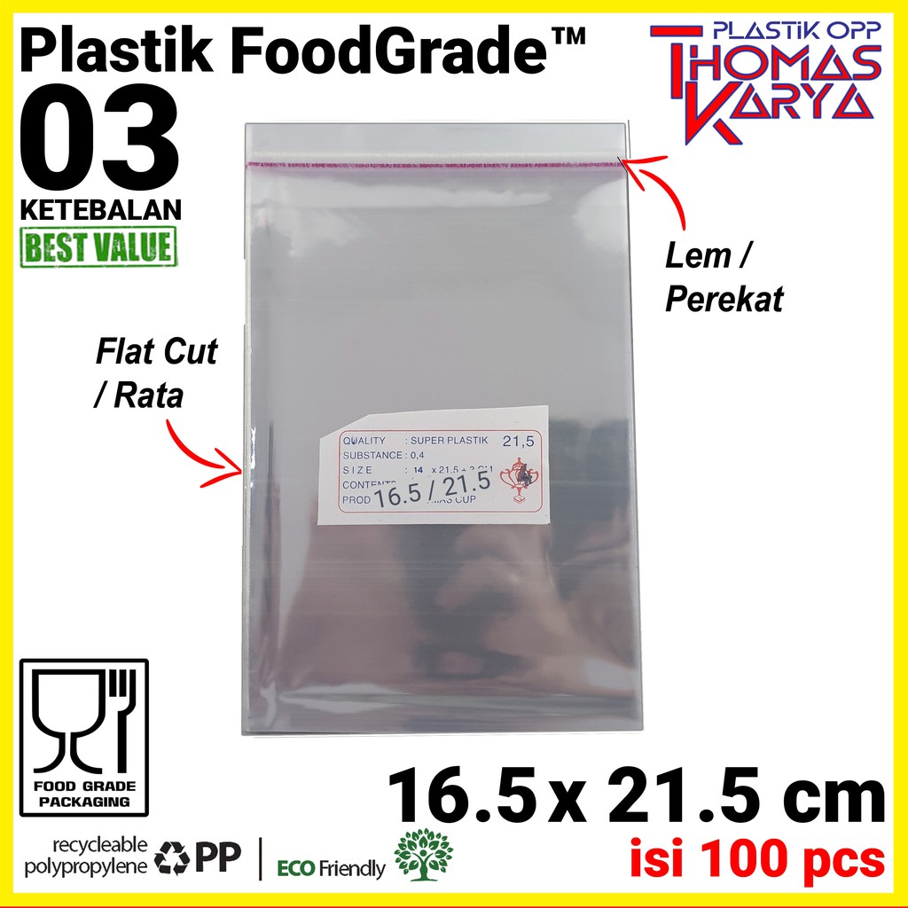 Plastik OPP 16,5x21,5 isi 100 Kantong Bening Kemasan Undangan Seal