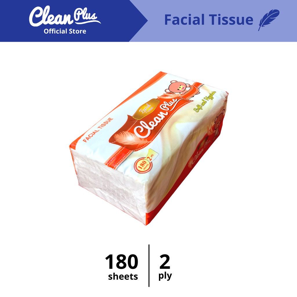 TISSUE CLEAN PLUS 180 SHEETS 2PLY TISSUE TISU MURAH