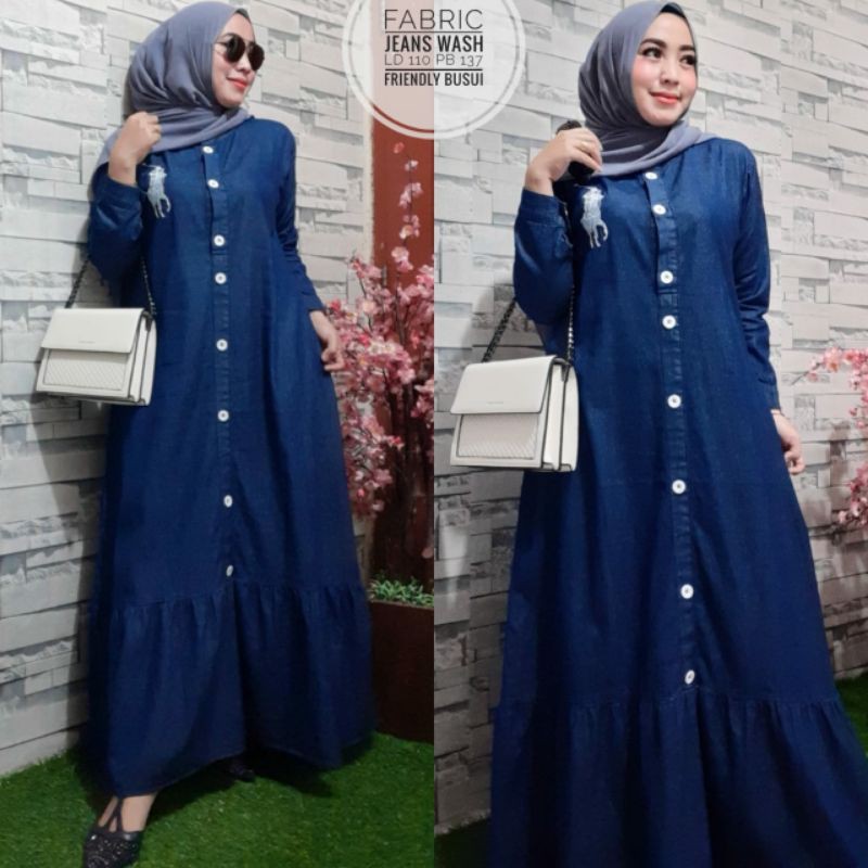 Gamis Wanita Bahan Jeans/Baju jeans/Gamis jeans