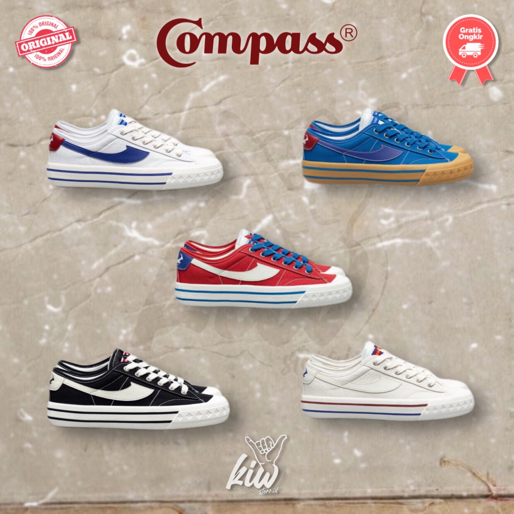 Compass Retrograde Low Black White / Red Blue / Cream / Blue Gum / White Blue [100% ORIGINAL]