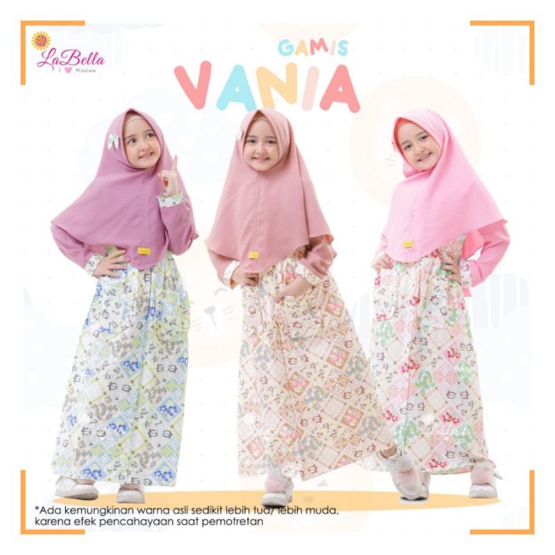 GAMIS BATIK ANAK PEREMPUAN LABELLA VANIA SET HIJAB USIA 3-10 TAHUN BAHAN KATUN JEPANG