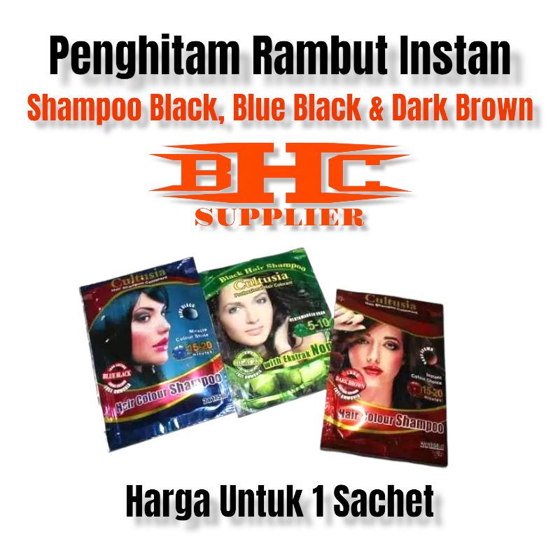 BLACK SHAMPOO CULTUSIA SEMIR RAMBUT  SACHET PEWARNA RAMBUT HITAM COKLAT BIRU PENYAMAR UBAN SMIR CAT