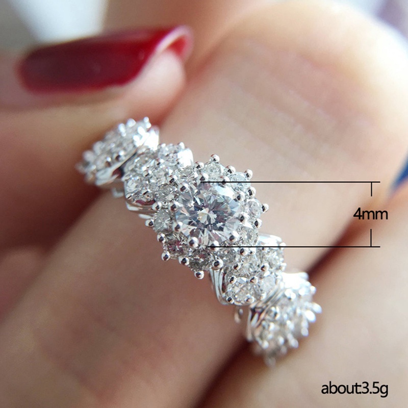 Fancyqube Cincin Cubic Zirconia Warna Putih Untuk Wanita