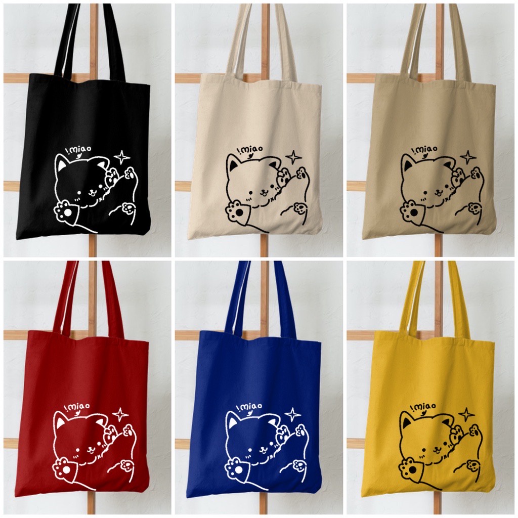 7.7 SALE! [RESLETING] TOTEBAG PROMO LEBARAN 2022 BAHAN SEMI KANVAS DAN BERGAMBAR KUCING LUCU JEPANG MIAU | TOTEBAG LAPTOP UKURAN 33x38 CM | TOTEBAG HITAM | TOTEBAG KREM | TOTEBAG MOKA | TOTEBAG KUNING, BIRU TOSCA, PINK BABY