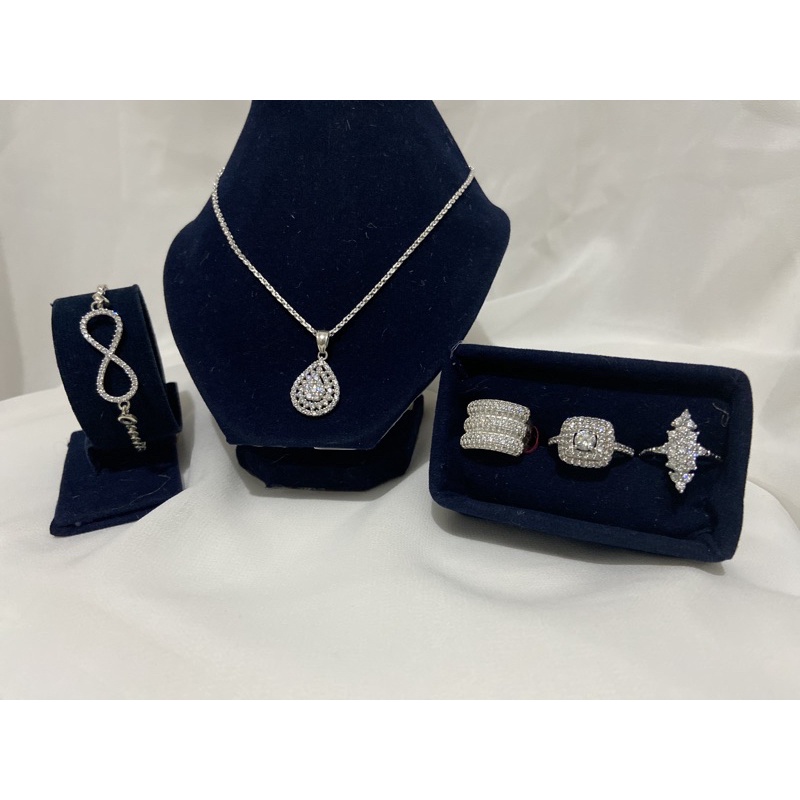 Kalung Perak , Gelang Perak , Cincin perak 1 set perak Murni/asli,Tidak Akan Pudar.