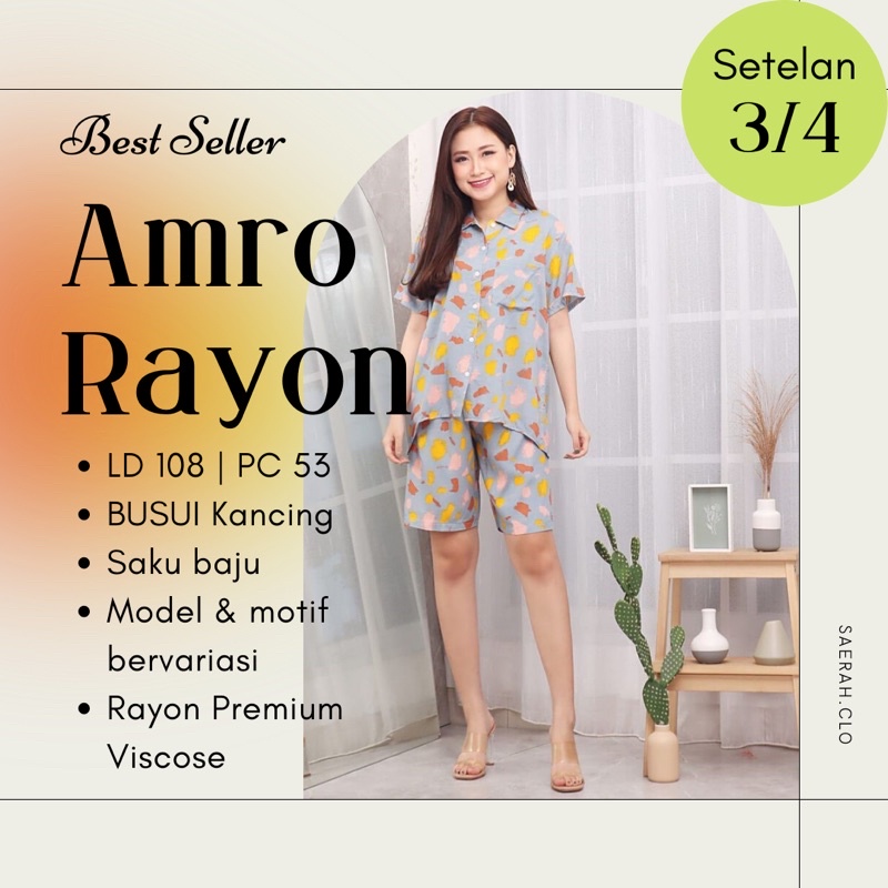 AMRO Rayon Babydoll / Setelan celana pendek Dewasa / Baju Tidur (BDR)