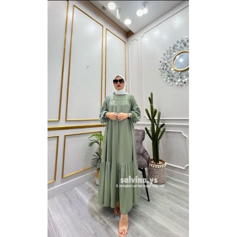Gamis crinkel original salvina ys // gamis salvina lengan balon
