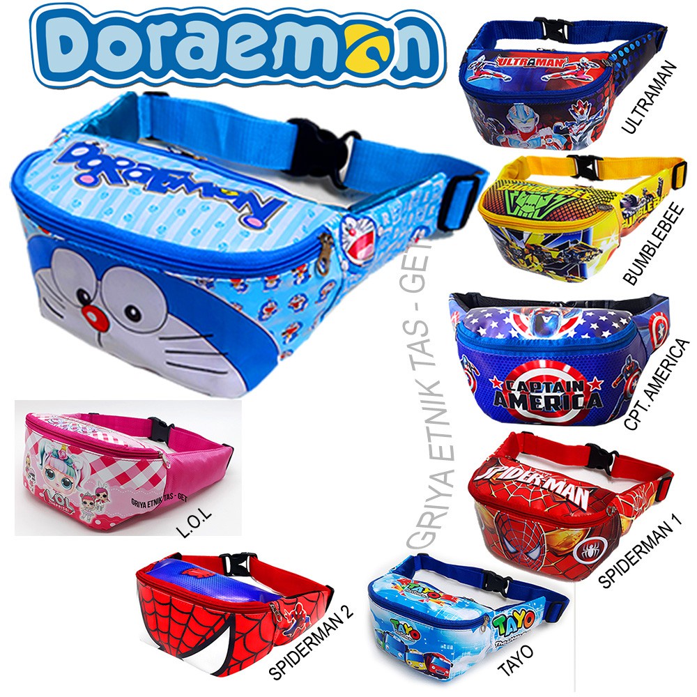 tas waistbag anak karakter spiderman