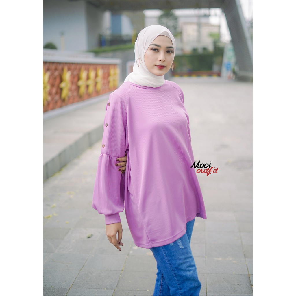 Blouse Jumbo Xxxl Ld 120 Bahan Kaos Rib Premium Super Adem - Kaos Knit Rajut Jumbo Kekinian Murah