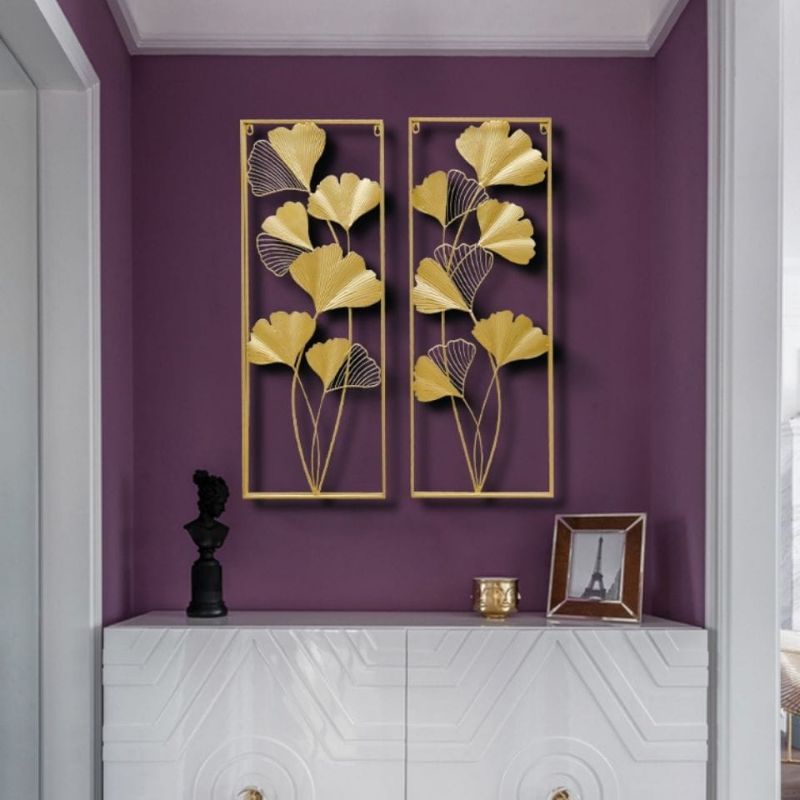 HIASAN DINDING LIONTIN GINKO DAUN DEKORASI CAHAYA MEWAH