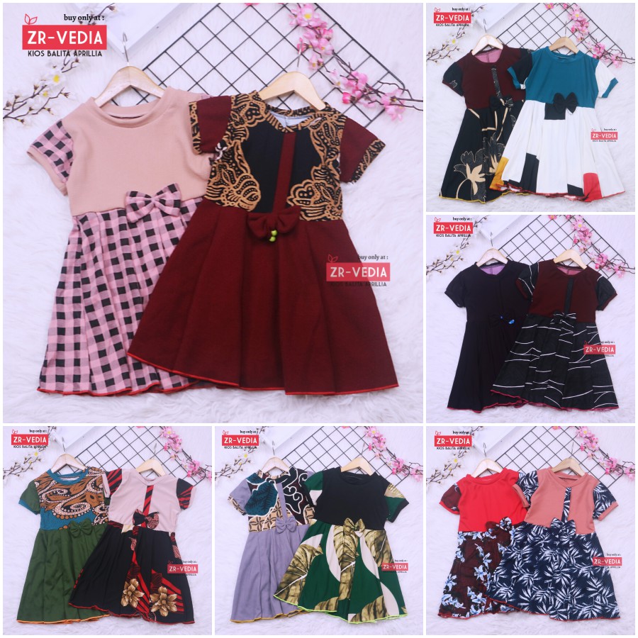 Dress Pita uk 3-4 Tahun / Dres Lengan Murah Grosir Baju Anak Perempuan Harian Gaun Pesta Batik Baru