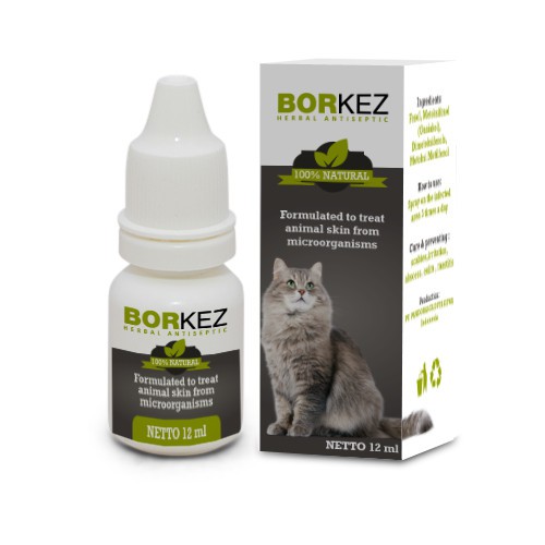 Borkez Herbal Antiseptic Kucing - Obat Kudis Jamur Kutu Tetes 12ml