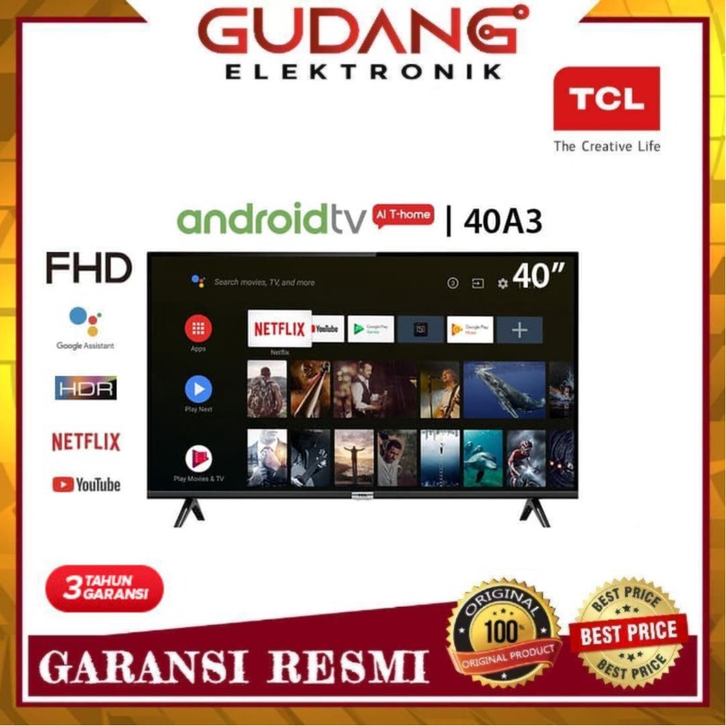 LED TV 40 INCH TCL 40A7 ANDROID TV NETFLIX LED 40 A 7