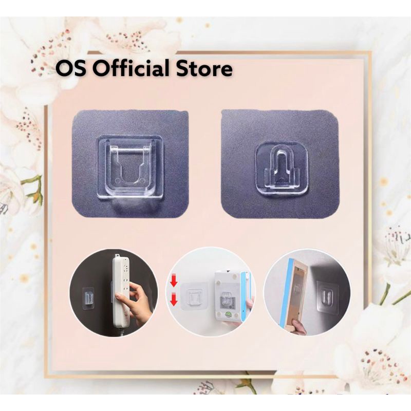 OS [1Set] Gantungan Tempel Socket Hook Gantung Pasangan Plus Minus Kualitas Premium Double Tape Nano