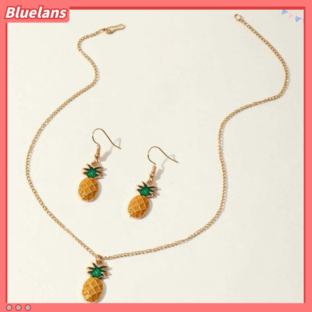 2pcs / Set Kalung Anting Kait Liontin Nanas Bahan Alloy Untuk Aksesoris Perhiasan