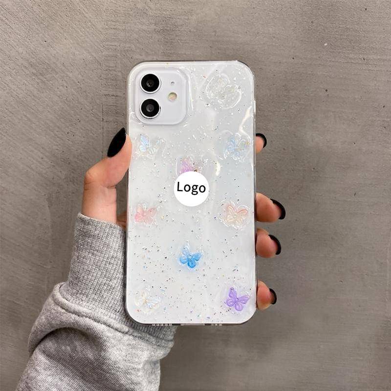 Soft Case Silikon Motif Kupu-Kupu Untuk iPhone 13 12 11 Pro MAX Mini X XS MAX XR SE 2022 2020 7 8 Plus