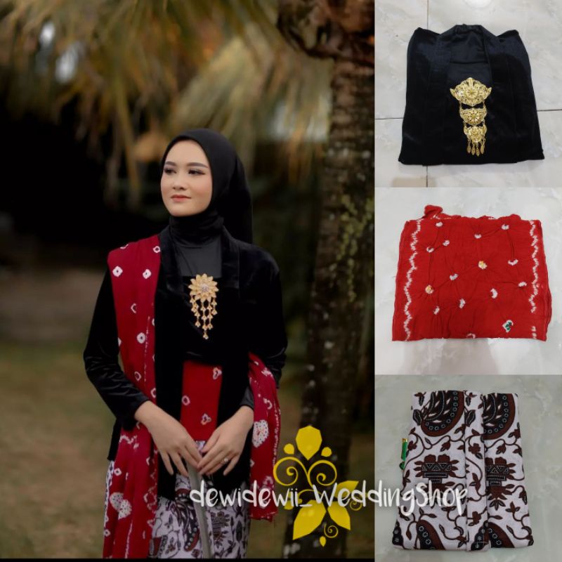 [Full Set] Kebaya + Jarik Instan + Selendang / Motif Lereng SAG